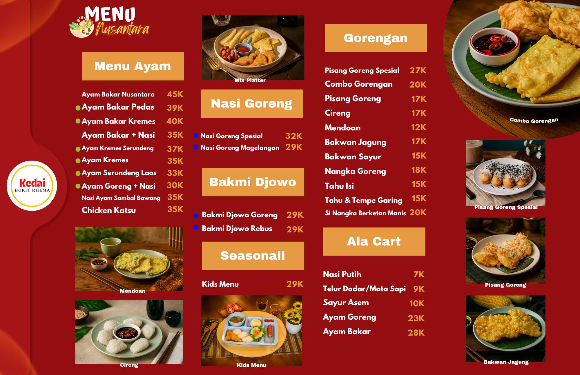 Menu makanan Kedai Bukit Rhema