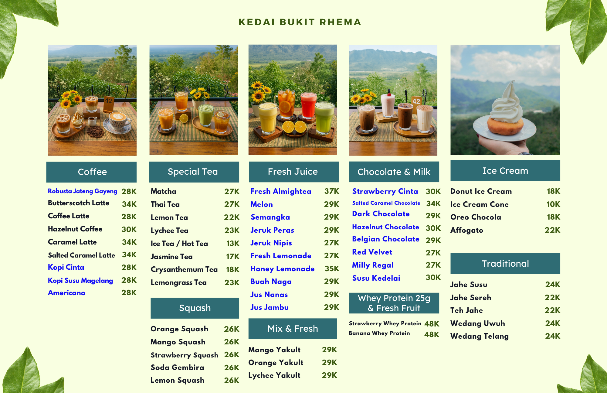 Menu Minuman Kedai Bukit Rhema 2025